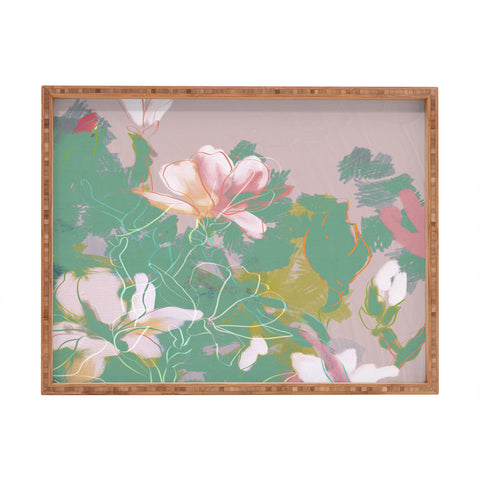 lunetricotee magnolia pastel abstract art Rectangular Tray