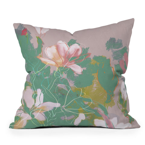 lunetricotee magnolia pastel abstract art Outdoor Throw Pillow