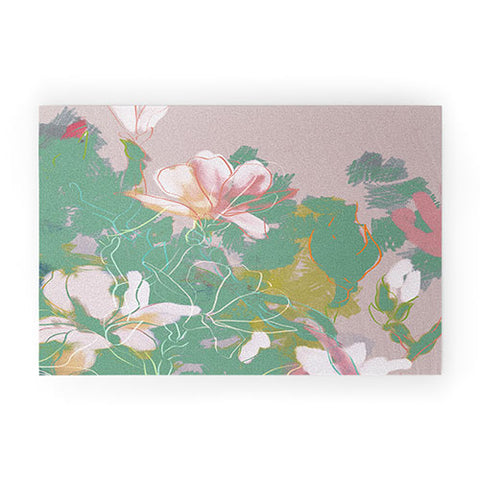 lunetricotee magnolia pastel abstract art Welcome Mat