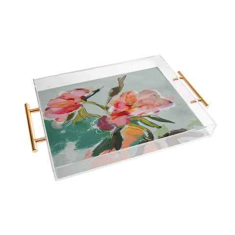 lunetricotee peonies abstract floral Acrylic Tray