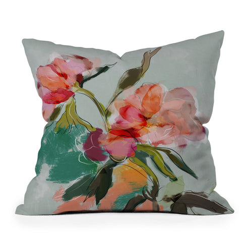 lunetricotee peonies abstract floral Outdoor Throw Pillow