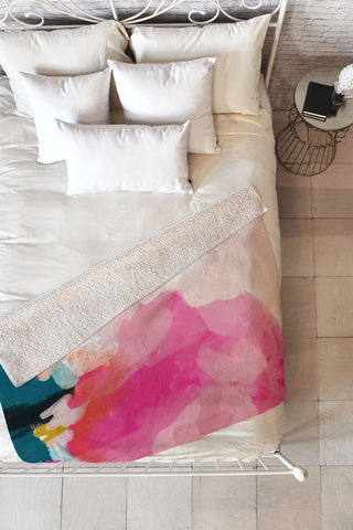 lunetricotee pink sky Fleece Throw Blanket