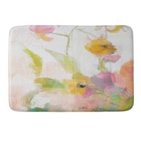 lunetricotee pink spring summer floral abstract Memory Foam Bath Mat