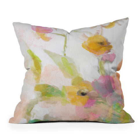 lunetricotee pink spring summer floral abstract Throw Pillow