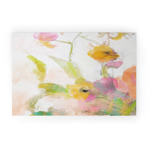 lunetricotee pink spring summer floral abstract Welcome Mat