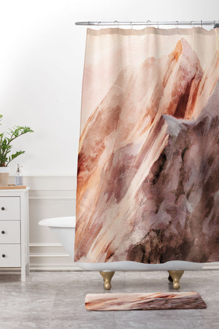 lunetricotee snow mountains landscape Shower Curtain And Mat