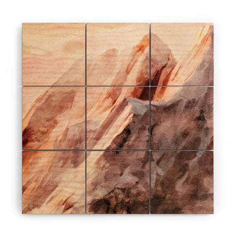 lunetricotee snow mountains landscape Wood Wall Mural