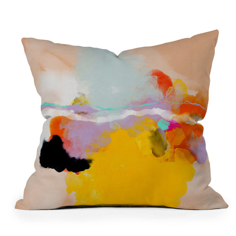lunetricotee yellow blush abstract Outdoor Throw Pillow