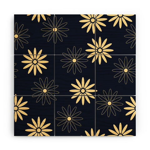 Lyman Creative Co Celestial Flowers Wood Wall Mural