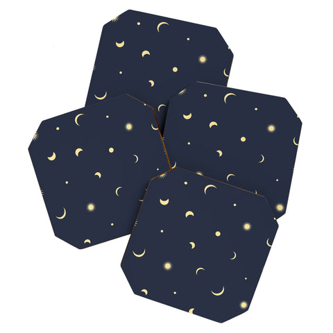 Lyman Creative Co Celestial Moon and Stars Coaster Set