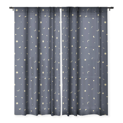 Lyman Creative Co Celestial Moon and Stars Sheer Window Curtain