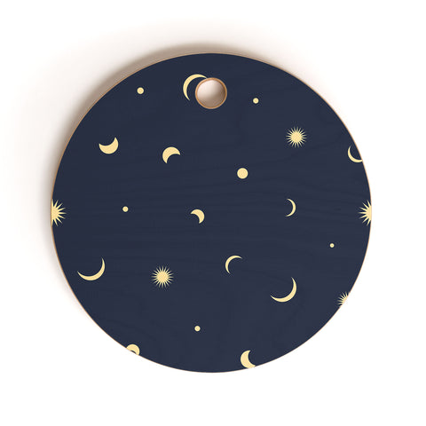 Lyman Creative Co Celestial Moon and Stars Cutting Board Round