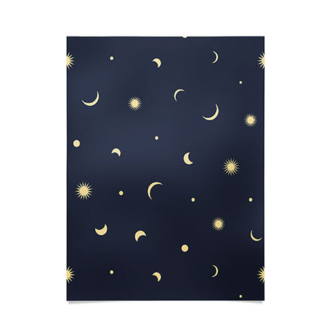 Lyman Creative Co Celestial Moon and Stars Poster