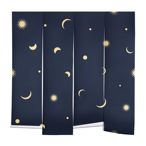 Lyman Creative Co Celestial Moon and Stars Wall Mural