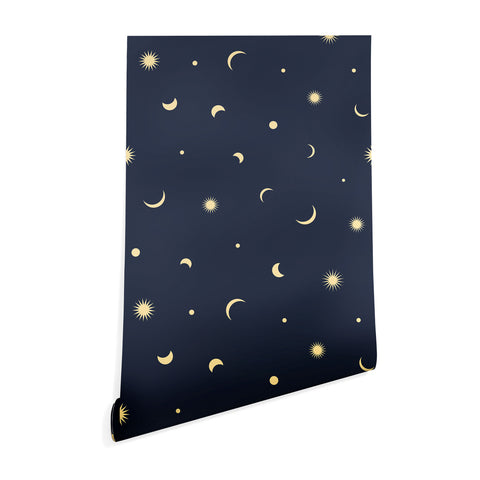 Lyman Creative Co Celestial Moon and Stars Wallpaper