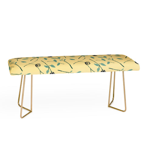 Lyman Creative Co Dark Forest Roses on Yellow Bench