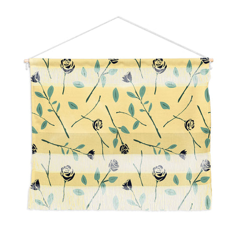 Lyman Creative Co Dark Forest Roses on Yellow Wall Hanging Landscape