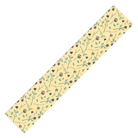Lyman Creative Co Dark Forest Roses on Yellow Table Runner