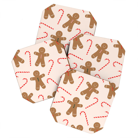 Lyman Creative Co Gingerbread Man Candy Cane Coaster Set