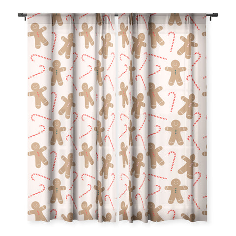 Lyman Creative Co Gingerbread Man Candy Cane Sheer Window Curtain