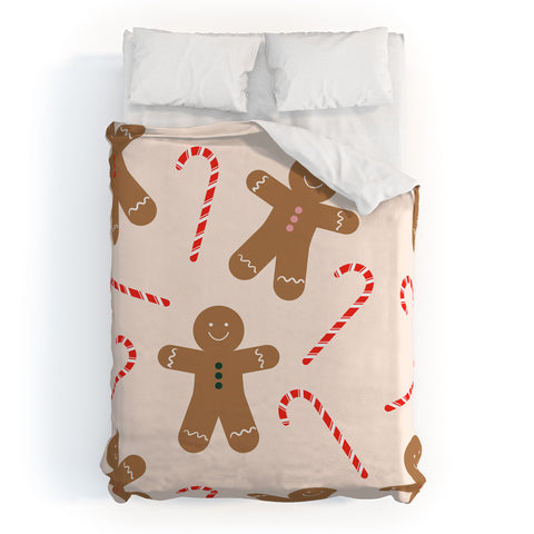 Lyman Creative Co Gingerbread Man Candy Cane Duvet Cover