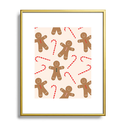 Lyman Creative Co Gingerbread Man Candy Cane Metal Framed Art Print