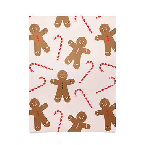 Lyman Creative Co Gingerbread Man Candy Cane Poster