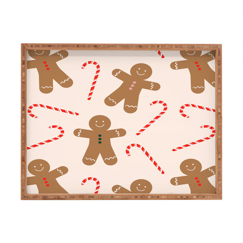 Lyman Creative Co Gingerbread Man Candy Cane Rectangular Tray