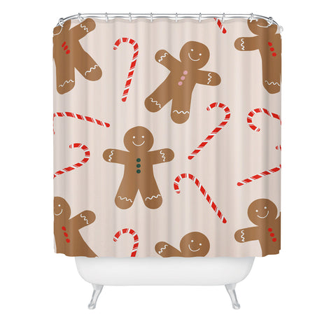 Lyman Creative Co Gingerbread Man Candy Cane Shower Curtain