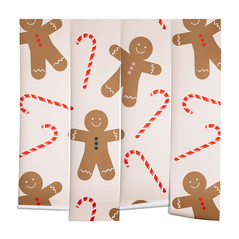 Lyman Creative Co Gingerbread Man Candy Cane Wall Mural