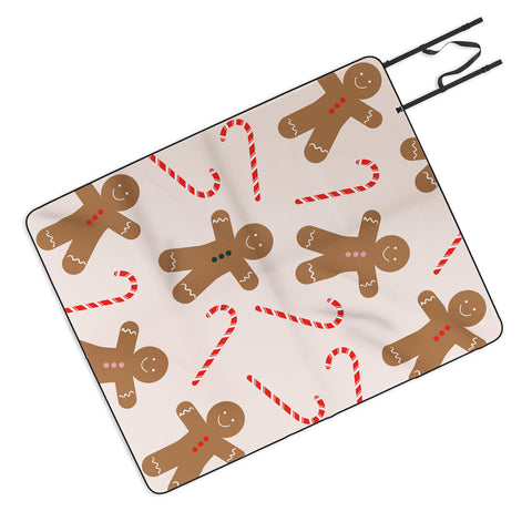 Lyman Creative Co Gingerbread Man Candy Cane Picnic Blanket