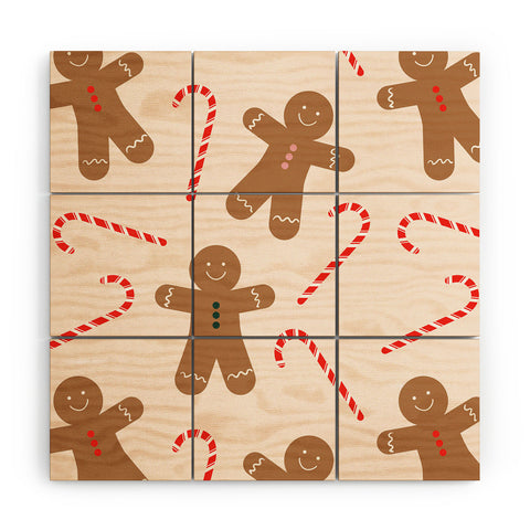 Lyman Creative Co Gingerbread Man Candy Cane Wood Wall Mural