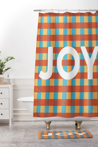 Lyman Creative Co Joy in Christmas Plaid Shower Curtain And Mat