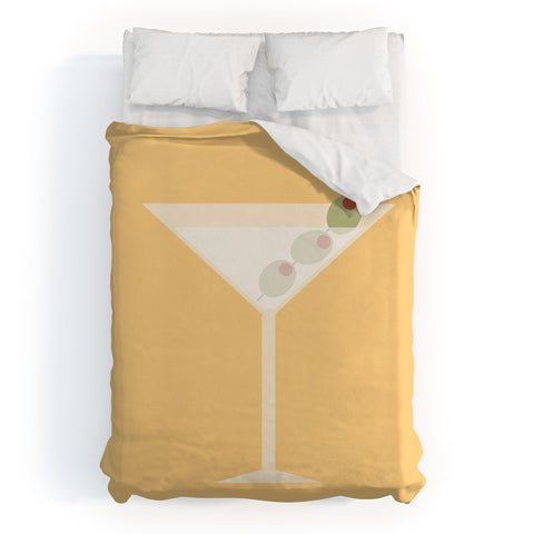 Lyman Creative Co Martini with Olives on Yellow Duvet Cover