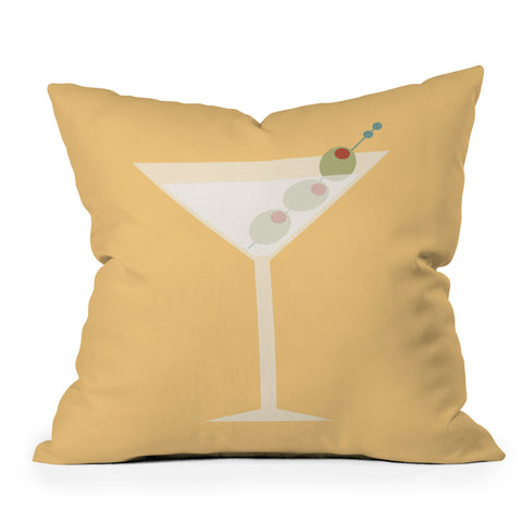 Lyman Creative Co Martini with Olives on Yellow Outdoor Throw Pillow