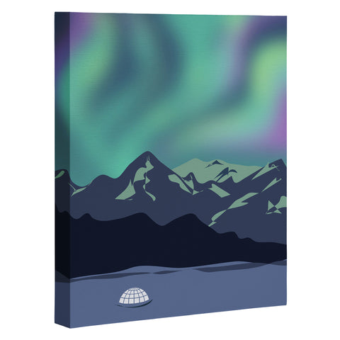 Lyman Creative Co Mountain Northern Lights Art Canvas