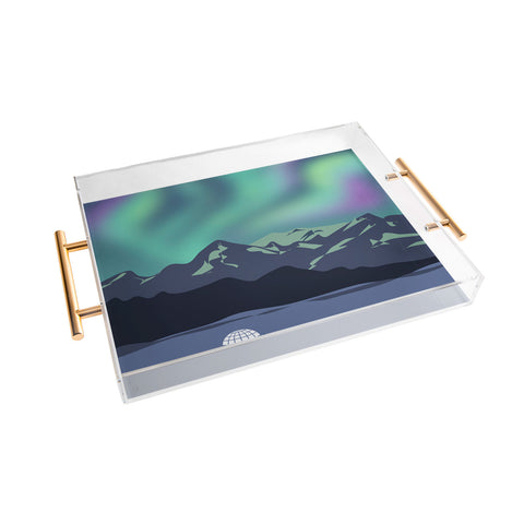 Lyman Creative Co Mountain Northern Lights Acrylic Tray