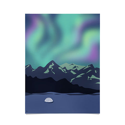 Lyman Creative Co Mountain Northern Lights Poster
