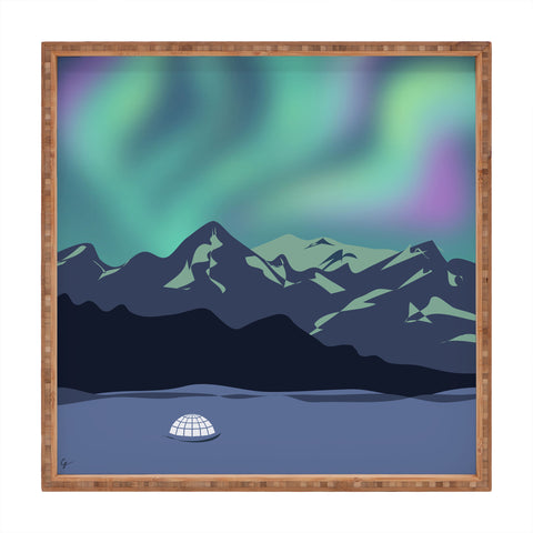Lyman Creative Co Mountain Northern Lights Square Tray