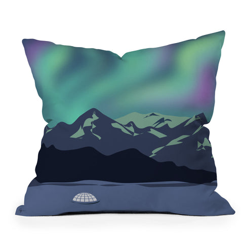 Lyman Creative Co Mountain Northern Lights Throw Pillow