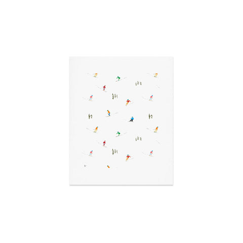 Lyman Creative Co Mountain Skiers Pattern Art Print