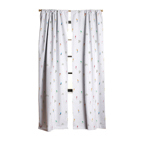 Lyman Creative Co Mountain Skiers Pattern Blackout Window Curtain