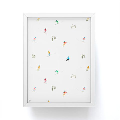 Lyman Creative Co Mountain Skiers Pattern Framed Mini Art Print