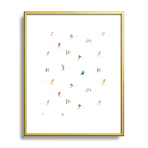 Lyman Creative Co Mountain Skiers Pattern Metal Framed Art Print