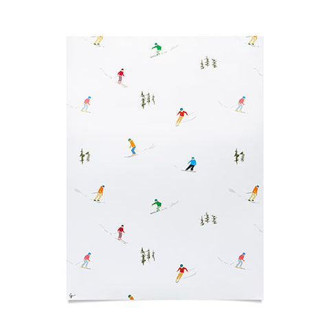 Lyman Creative Co Mountain Skiers Pattern Poster