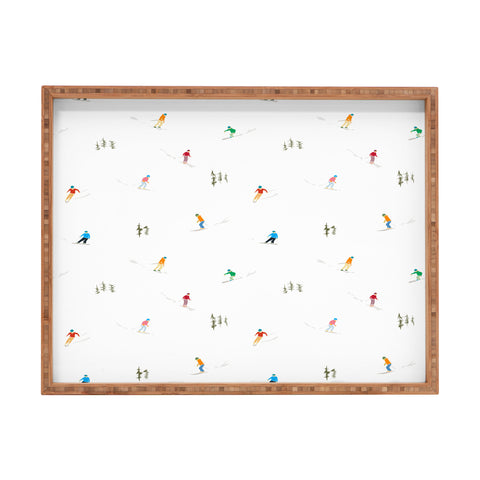 Lyman Creative Co Mountain Skiers Pattern Rectangular Tray