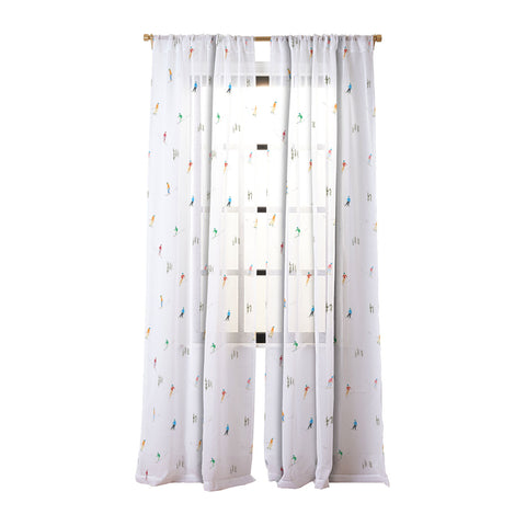 Lyman Creative Co Mountain Skiers Pattern Sheer Window Curtain