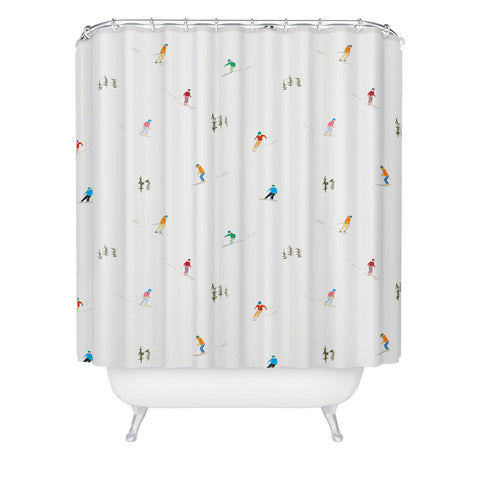 Lyman Creative Co Mountain Skiers Pattern Shower Curtain