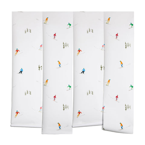 Lyman Creative Co Mountain Skiers Pattern Wall Mural