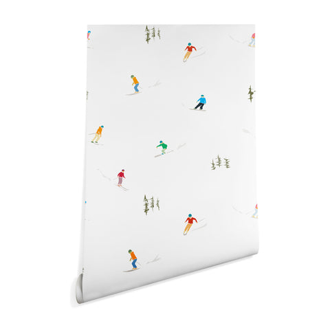 Lyman Creative Co Mountain Skiers Pattern Wallpaper